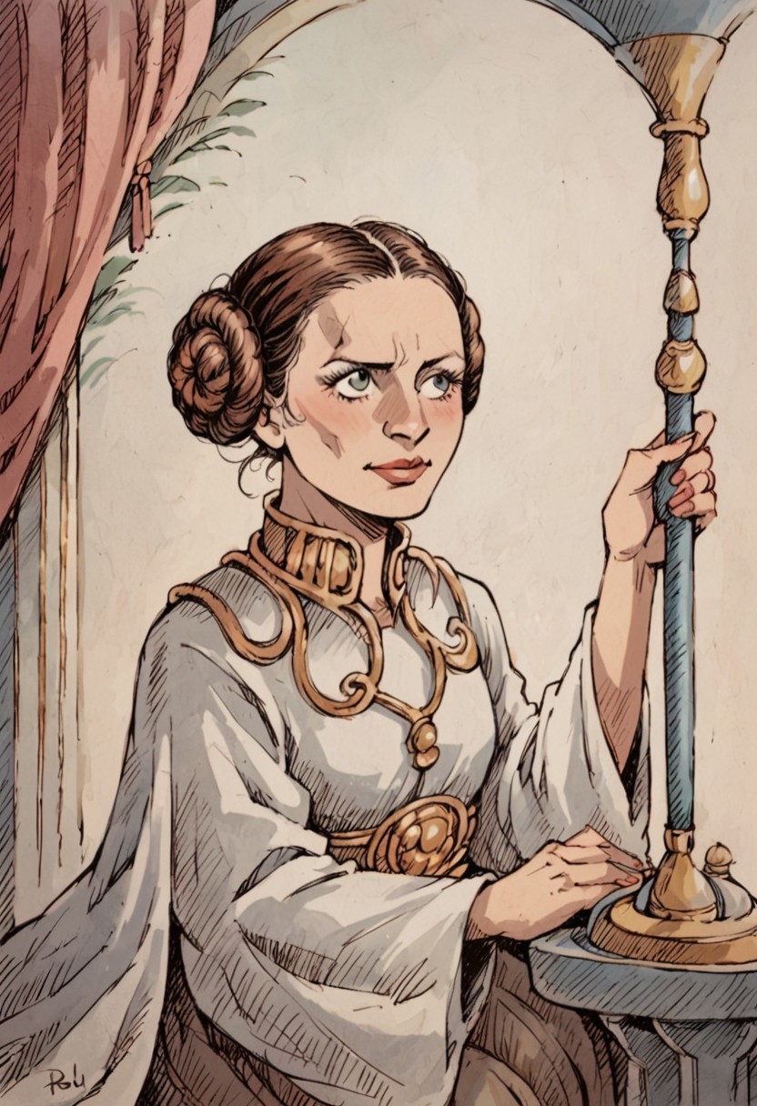 score_9, score_8_up, score_7_up, princess leia, illustration by Lobel