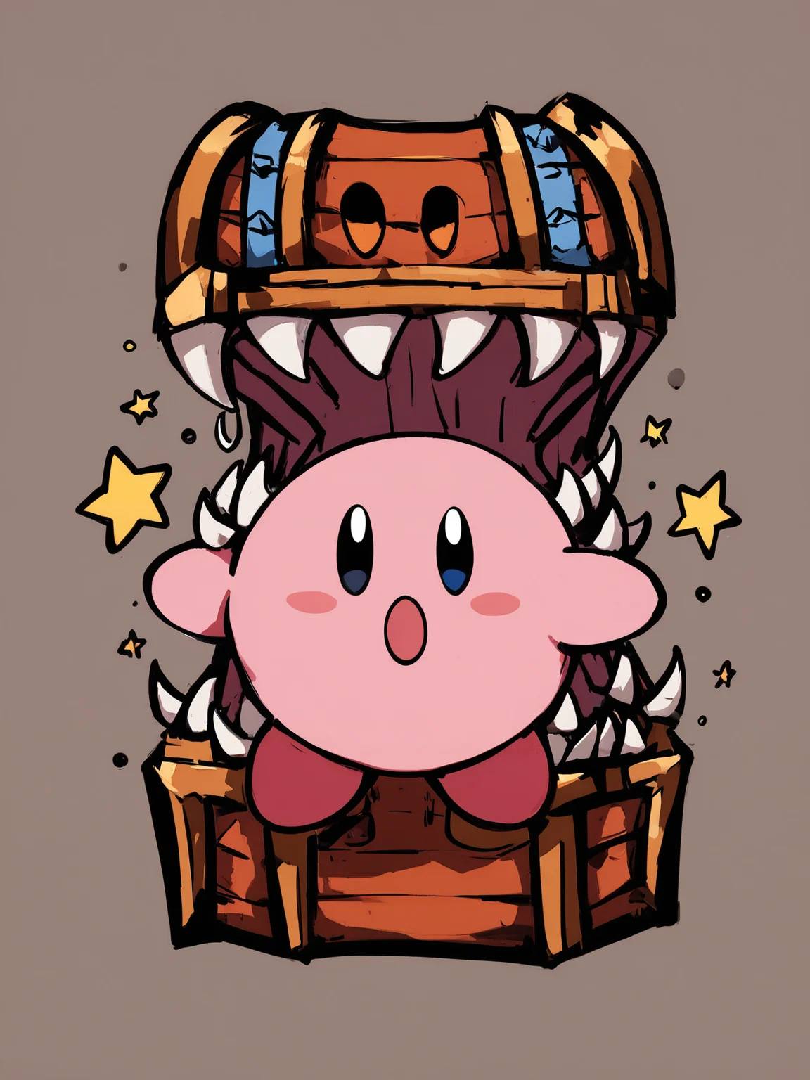 mimic with arms holding up Kirby holding a star,
<lora:Mimic_ani3.1_XL:1>