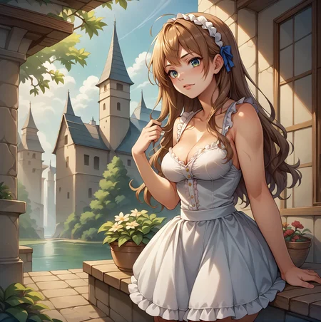 score_9, score_8_up, score_7_up, source_anime, (detailed background), intricate detail, BREAK, rating_questionable, uncensored, <lora:Pony_DetailV2.0:1.5>,bell skirt, <lora:bell_skirt-PD-1.0:1>, frills, layered skirt, lace,