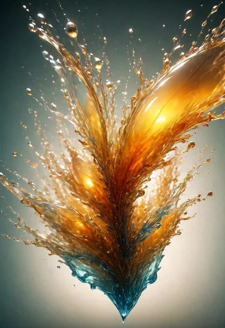 An abstract shape, amazingly fluid, made of glass, detailed, 3d fractals, light particles, water drops, shimmering light, surreal, ink, smooth, shimmering, glow, cinematice contrast, Glow, backlight
16k