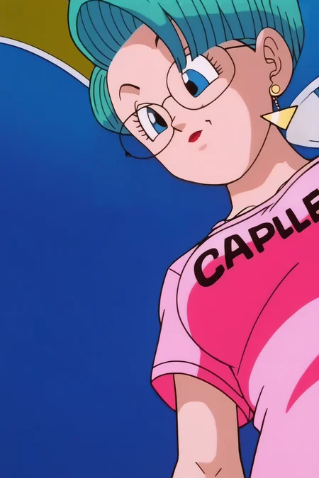 source_anime, score_9, score_8_up, score_7_up, anime screencap,8k, absurd res,
bulma, 1girl, solo, blue eyes, aqua hair, stud earrings, glasses, close-up, anime coloring, clothes writing, eyelashes, from below, breasts, looking at another, looking down, official style, pink shirt, print shirt, red lips, lipstick, short hair
<lora:bulmaGT_pony_v1:0.8>