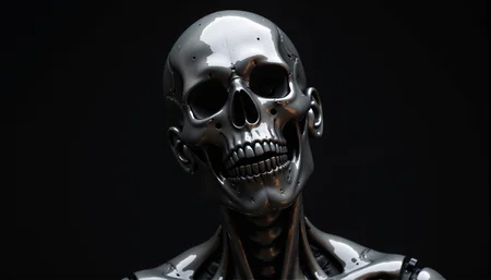 horror-themed a skull, covered in latex, eerie, unsettling, dark, spooky, suspenseful, grim, highly detailed in shiny wet glossy latex material, hard lighting, expensive exquisite latex fabric, tight fitting
