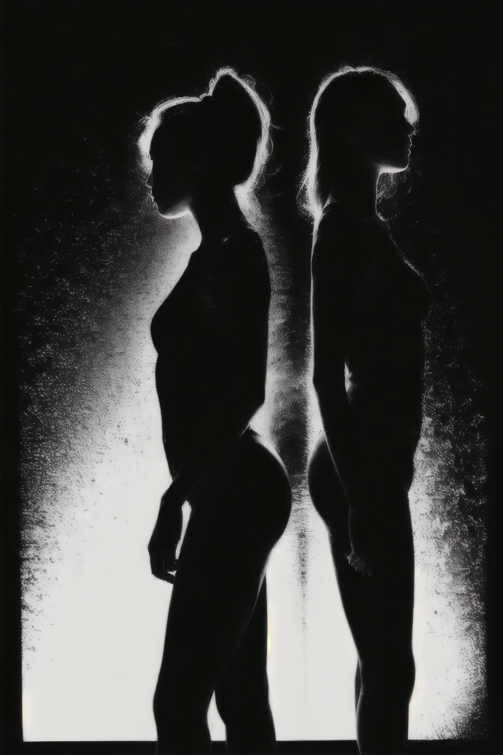 (Realisitc:1.5) (view from left side) EdobShadow a woman in the dark, Standing with arms crossed over chest and one leg bent, (black background:1.3) <lora:EdobShadow_v1.0:1>
