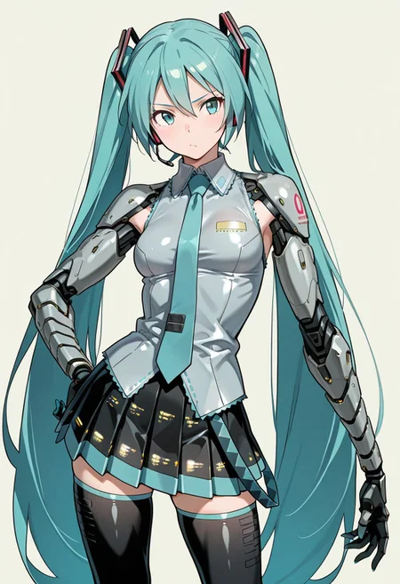 masterpiece, best quality,
BREAK, (solo), 1girl, hatsune miku,
(segmented arms), mechanical arms, ((multiple segmented arms)),
simple background,