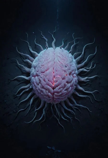 neon-pastel, long fuzzy dark brain floor to ultimate knowledge, made of flesh, disturbing noise, pi style by Darren Aronofsky
