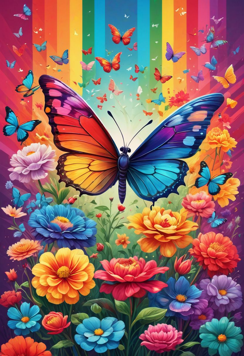 Flowers, masterpiece, dream, fantasy, epic, chaos, magnificent, rainbow, cute, retro style, International Women's Day, Holiday, communism, uber realistic , hd, epic quality, butterfly