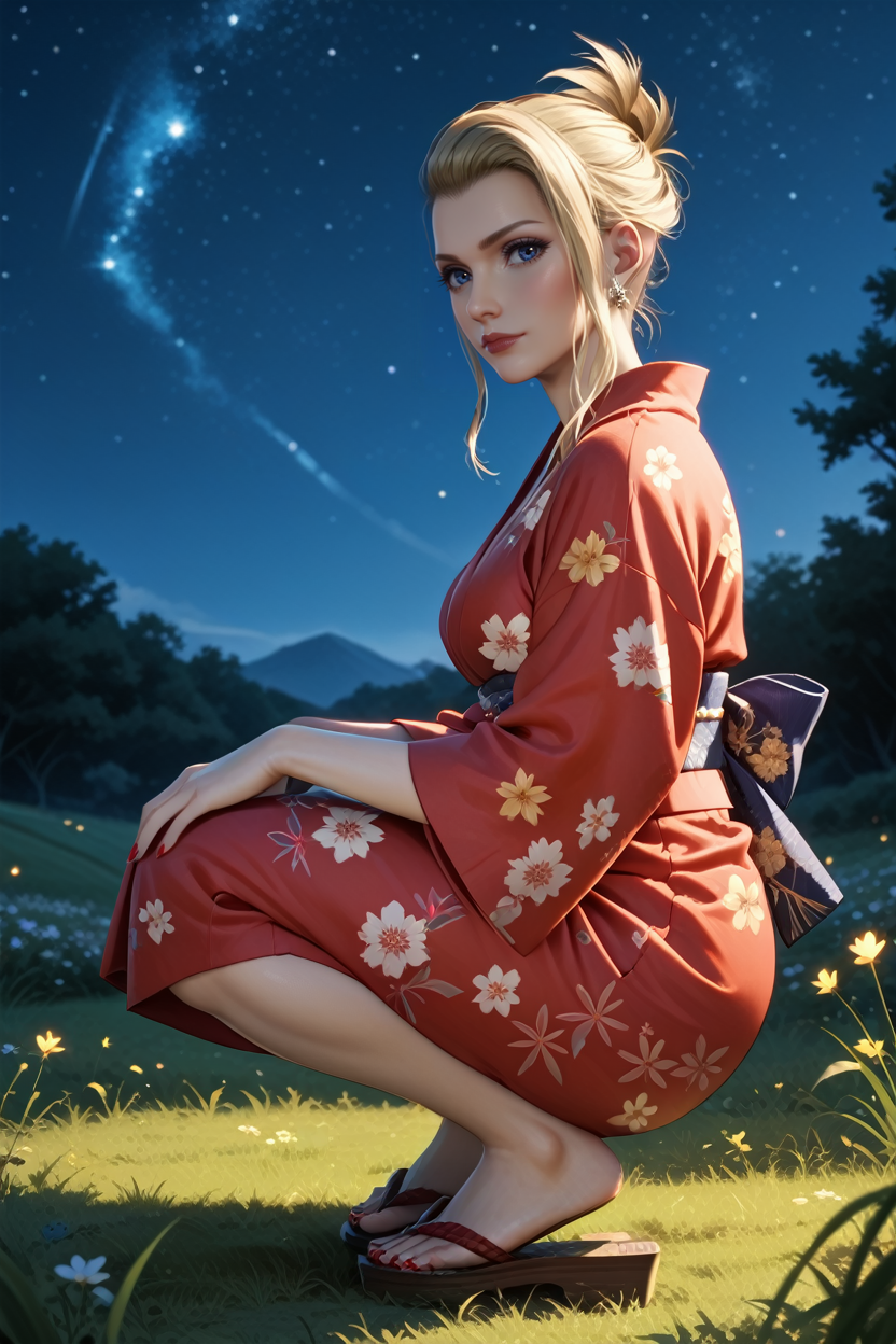 score_9, score_8_up, score_7_up,
<lora:FFScarlet:0.8>
FFScarlet, 1girl, blonde hair, blue eyes, looking at viewer, night, grass, squatting, yukata, japanese clothes, floral print, obi, from side, looking at viewer, sandals, star \(sky\)