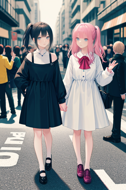 day,2girls,street,crowds
<lora:LCM_LoRA_Weights_SD15:1>
 <lora:Shinjuku:0> <lora:Shinjuku_LBW_L:0.7>