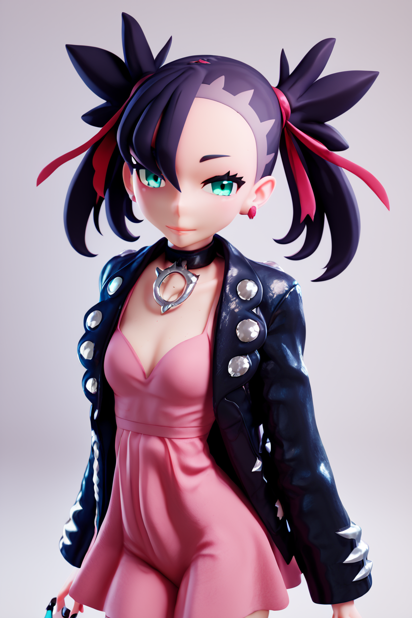 score_9, score_8_up, score_8, medium breasts, (curvy), cute, eyelashes,       BREAK, , BREAK, zzMarnie, aqua eyes, black choker, black hair, red ribbon, pink dress, jewelry, black jacket, open clothes, long sleeves, <lora:MarnieP3:0.8>,, <lora:BeanisPDXL:1.0>, , BREAK,  smile, looking at viewer, cowboy shot,  embedding:zPDXL, Expressiveh, <lora:SDXLFaeTastic2400:0.5>,  <lora:Expressive_H-000001:0.4>,