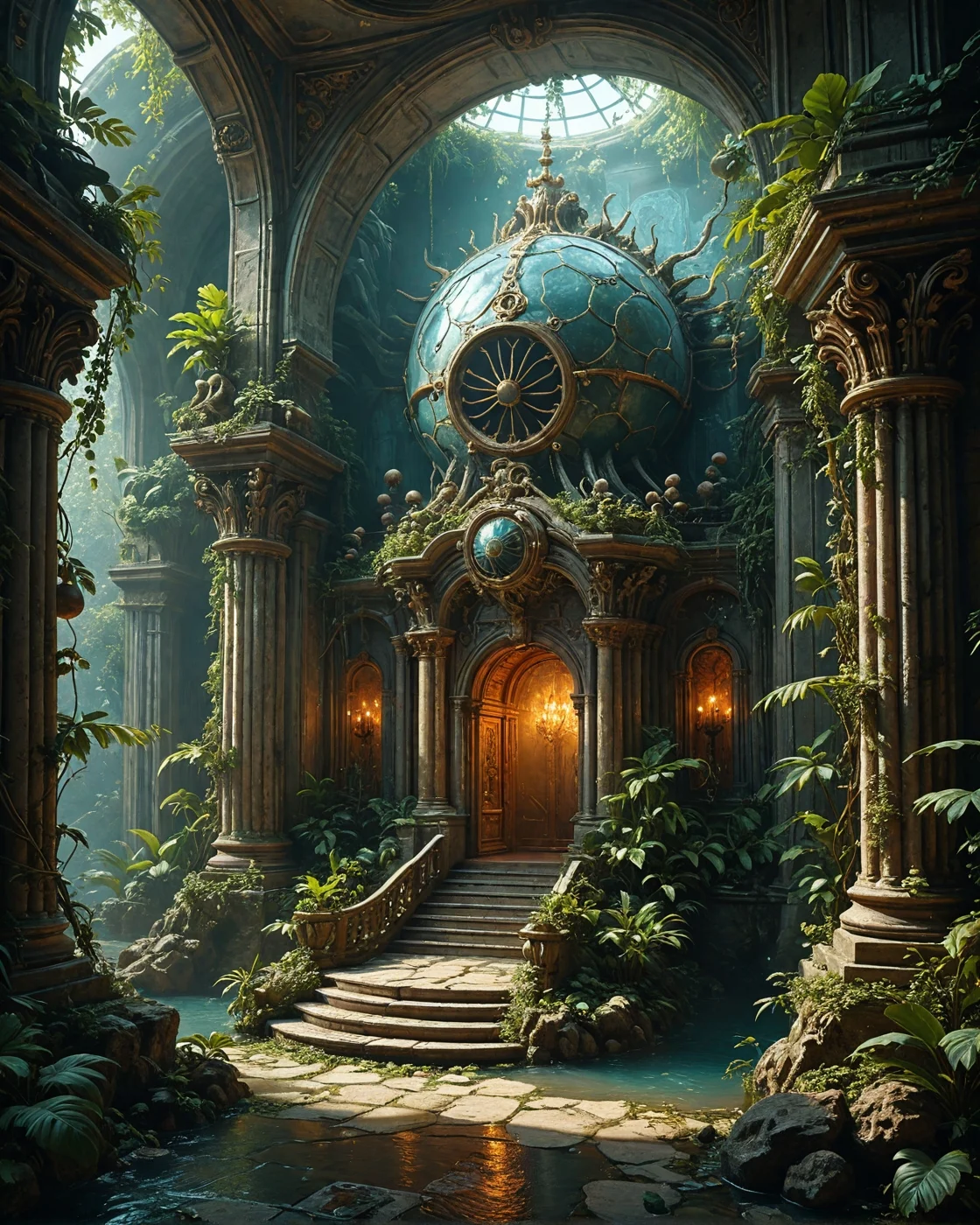 Tanuki, trilobite-carapace fortress with,
cyan fungal growths pulsing rhythmically, Victorian jade inlays, quantum-levitating nautilus rooms in, radioactive-jungle mangroves, Art Deco arches with Cambrian organic forms style, gravitational-wave ripples,
<lora:tbh124-sdxl:0.15> style of Jean-Antoine Watteau,
<lora:tbh129-sdxl:0.15> style of Michael Cheval,
<lora:Sinozick:0.15>,
<lora:add-detail-xl:0.7>,
<lora:aidmaMJ6.1_v0.5_2:0.3> aidmamj6.1,
<lora:Flux-XL_Scenery:0.15> flux-scenery,
<lora:Flux-style-xl-lora:0.15> flux-style,
8K resolution, ultra-detailed cinematic composition, contemporary concept art style, volumetric magical atmosphere with ethereal glow, rich complementary color palette, vivid gradients and chiaroscuro contrast, dynamic perspective with layered depth of field, inspiring awe-inspiring mood, Unreal Engine 5 render quality, intricate textures, flawless anatomy, rule of thirds composition, luminous highlights, surreal ambiance, award-winning illustration, harmonious balance of light and shadow, photorealistic details, ArtStation trending, chromatic accents, nostalgic futurism, dreamlike serenity, bold creativity, professional finish, sharp focus, ambient background, fascinating dynamic motion,, Baroque art style, dynamic composition, dramatic lighting, rich colors, intricate details, professional-grade execution, captures the grandeur and theatricality of the Baroque period