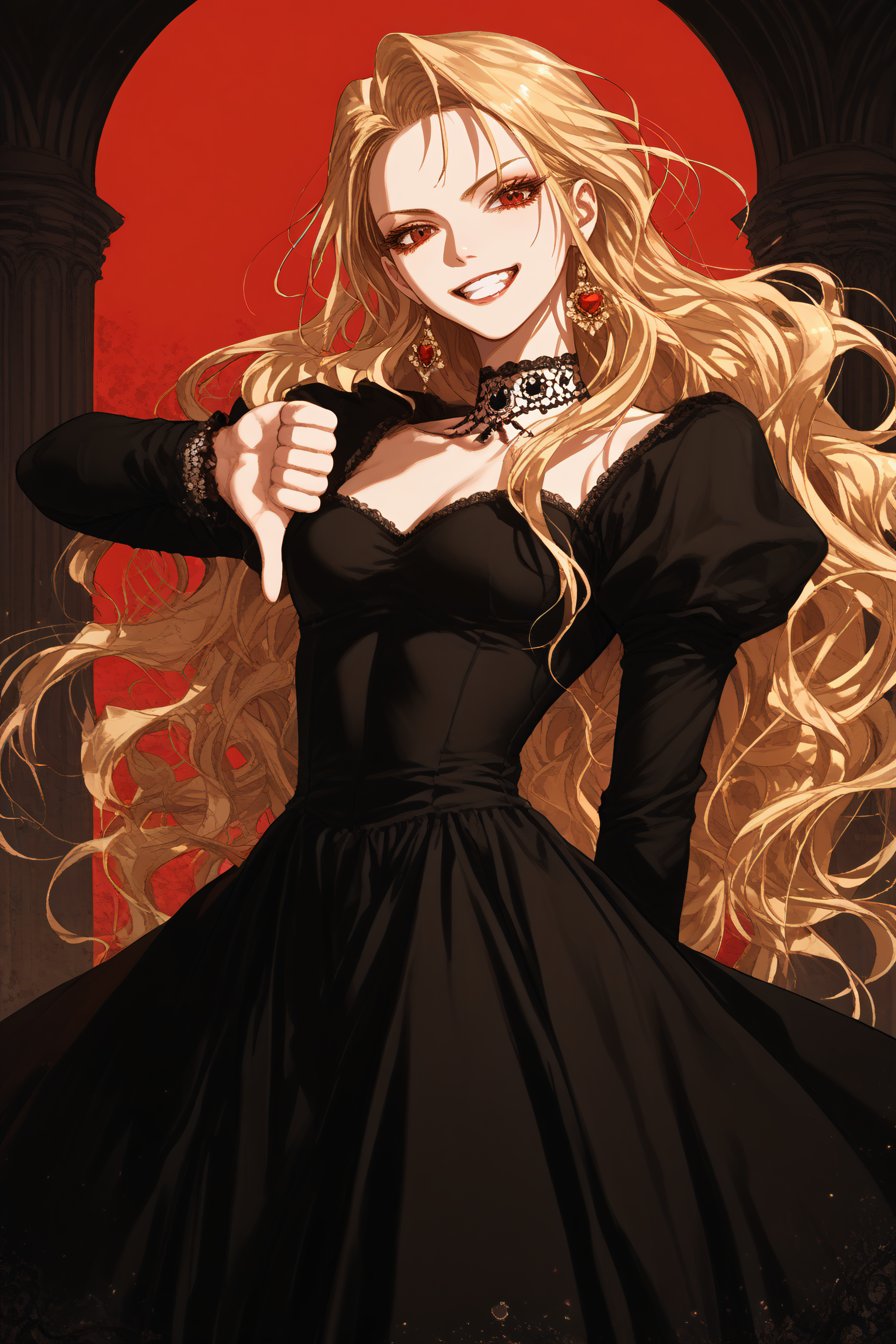 score_9, score_8_up, score_7_up, score_6_up, source_anime, <lora:Roxana Agrece v2-PonyXL-lora-Faxtron:1> roxana agree, red eyes, blonde hair, long hair, dress,  <lora:thumbs-down-ponyxl-lora-nochekaiser:1> <lora:thumbs-down-ponyxl-lora-nochekaiser:1>, thumbs down,