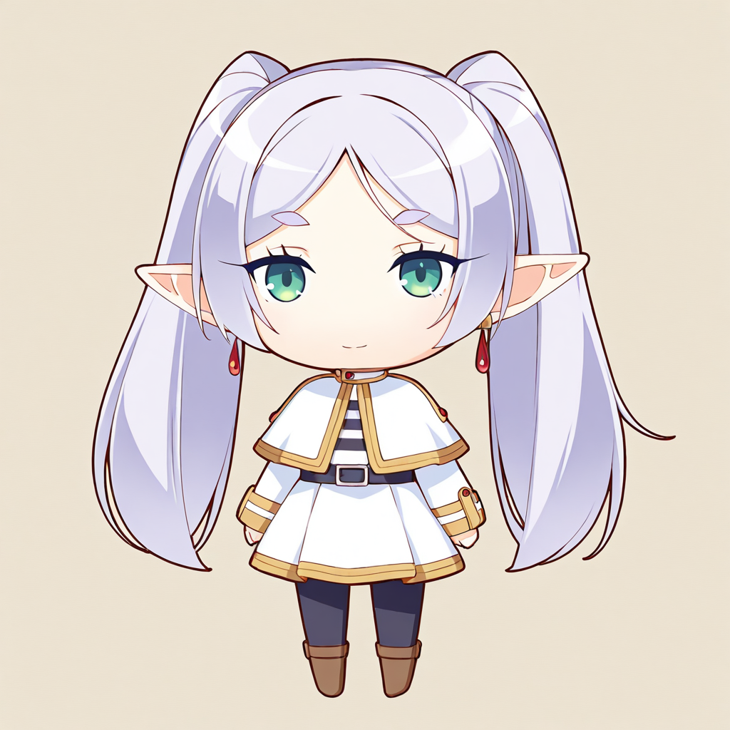 nkpr, 1girl, (frieren:0.6), light smile, full body, standing, 