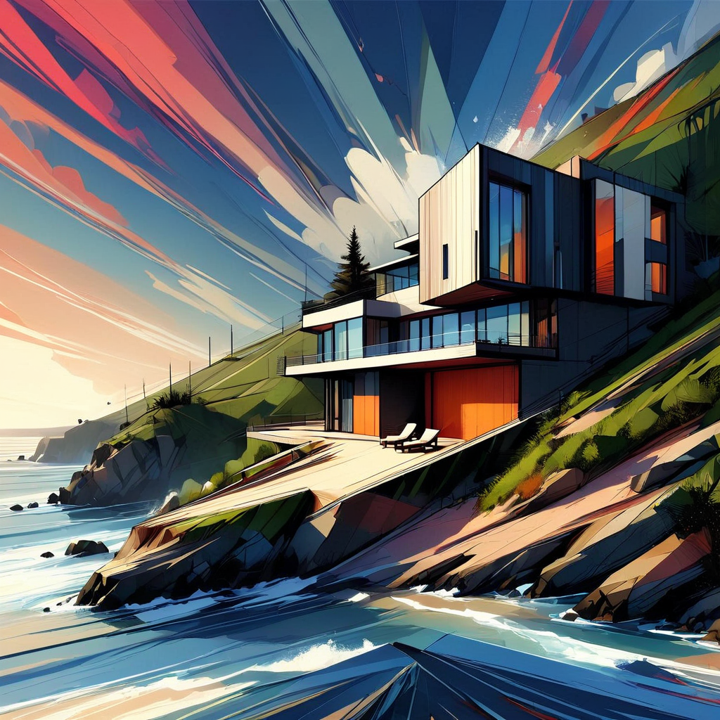 InkBlast, a modern house on a cliff on the coast