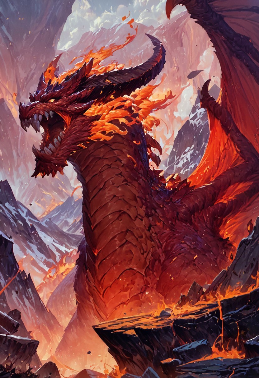 score_9, score_8_up, score_7_up, score_6_up, score_5_up, score_4_up, gigantic dragon, teeth, horns, long tail, wings, mountains, fire aura,fantasy,solo focus,epic