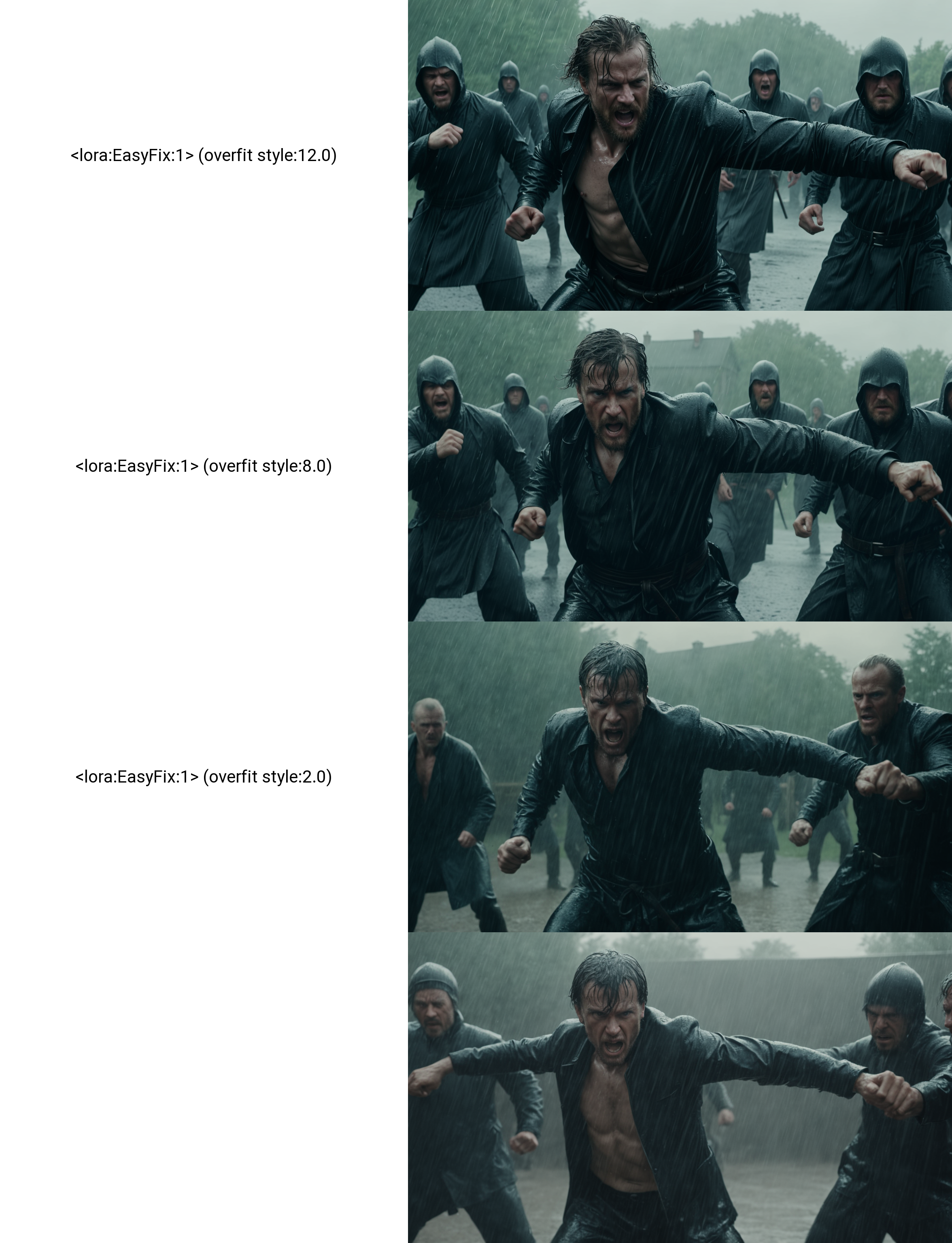 film still Jahn Wicksell Swedish assassin fisting several men in the rain in an epic fight scene, anamorphic 4K remastered, very detailed, film grain, motion blur
