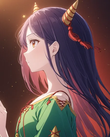 nippaku zanmu,solo, horns, 1girl, collarbone, pale_skin, closed_mouth, profile
<lora:nippaku_zanmu_image235_2023-12-20:1>,star-shaped_pupils,symbol-shaped_pupils,. gorgeous,key visual, vibrant, studio anime,award-winning, professional, highly detailed,high budget, cinemascope