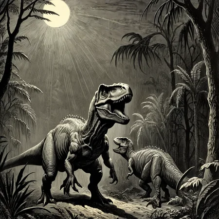 (woodcut illustration:1.2) in detailed gustavedore style, , crisp even lines, medium contrast, Tenebrism
movie scene of The T-Rex (Jurassic Park), spooky,
by gustave dore <lora:GustaveDore_StyleXLv6.1:0.65> <lora:xl_more_art-full_v1:0.25> <lora:add-detail-xl:0.45>