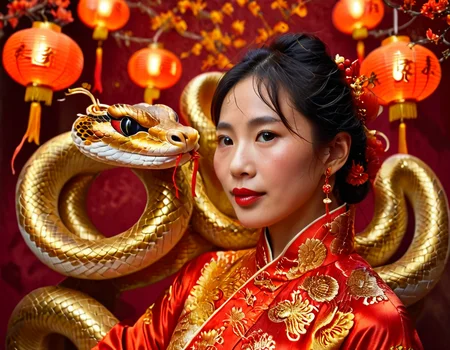 Portrait of a Chinese Woman Celebrating the Year of the Snake
smile