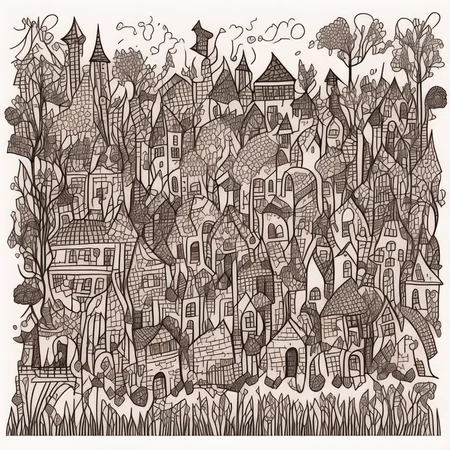 <lyco:Doodle_Sa_May :1.0> village by doodle style made