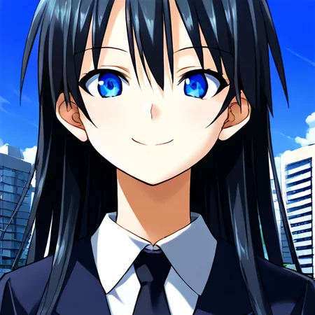 8k, highres, masterpiece, wallpaper, blue sky, city,  <lora:Masahiro_Kurokié»æ¨éå¼_Mahou_Shoujo_AiThunder_Clapsé­æ³å°å¥³ã¢ã¤ãµã³ãã¼ã¯ã©ããã¹_-_Artist_Style:1>,, source_anime,   1girl, solo, close up,  school girl, smiling, black hair, long hair, <lora:DetailedEyes_V3:1>, blue  eyes,  detailed eyes,  portrait, close up, smile, kawaii, standing straight/