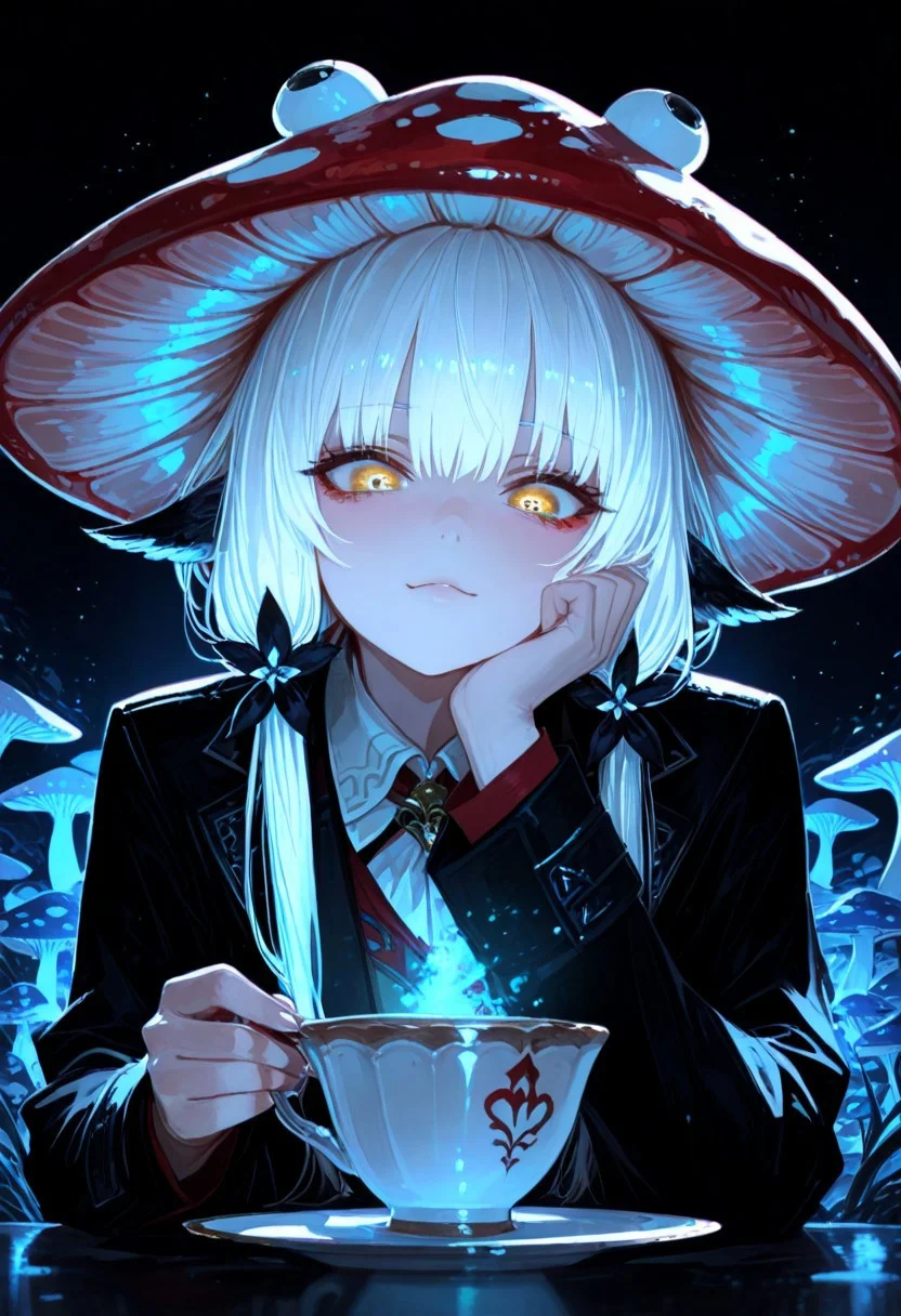 masterpiece, best quality, amazing quality, very aesthetic, absurdres, newest, volumetric lighting, holographic colors, cute, gradient colors, dark background, masterpiece, best quality, amazing quality, very aesthetic, absurdres, newest, volumetric lighting,1girl,
BREAK
nsfw,
ambient occlusion, raytracing, soft lighting, blum effect, masterpiece, absolutely eye-catching, particles, glow, shining, intricate cinematic background, (beautiful face),
BREAK
masterpiece, highly detailed,1girl,beautiful eyes, big eyes, detailed eyes, detailed pupils, perfect body,
(sexy, slutty, hot)
Mad Hatter, mushroom hat, teacup, suit
BREAK
<lora:spo_sdxl_10ep_4k-data_lora_webui:0.6> <lora:ponyv5_noobV065S_1_adamW-000013:0.7> <lora:USNR_STYLE_XL_lokr:0.45> <lora:GBF_Illustrious:0.4> <lora:748cmSDXL:0.8>