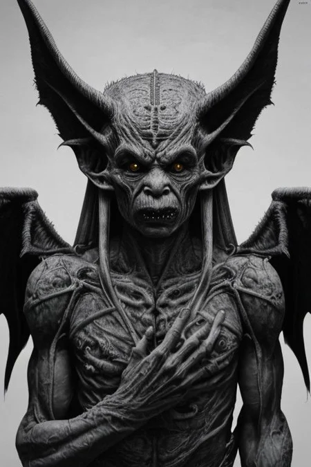 goblin, lucifer, white scale, night, 10 minutes before the world will end, hyper-realistic, ultra-detailed, insanely detailed, 4k, realistic 8k, shot on portra 400, white background