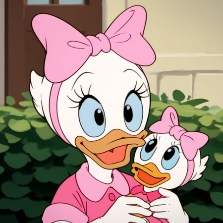score_9, score_8_up, score_7_up, 1girl, solo, webby1, duck, beak, bow, holding doll, laughing, cute, open mouth, hair bow, bird, furry, pink bow, furry female, blue eyes, upper body, hairband, <lora:webby1:1>,