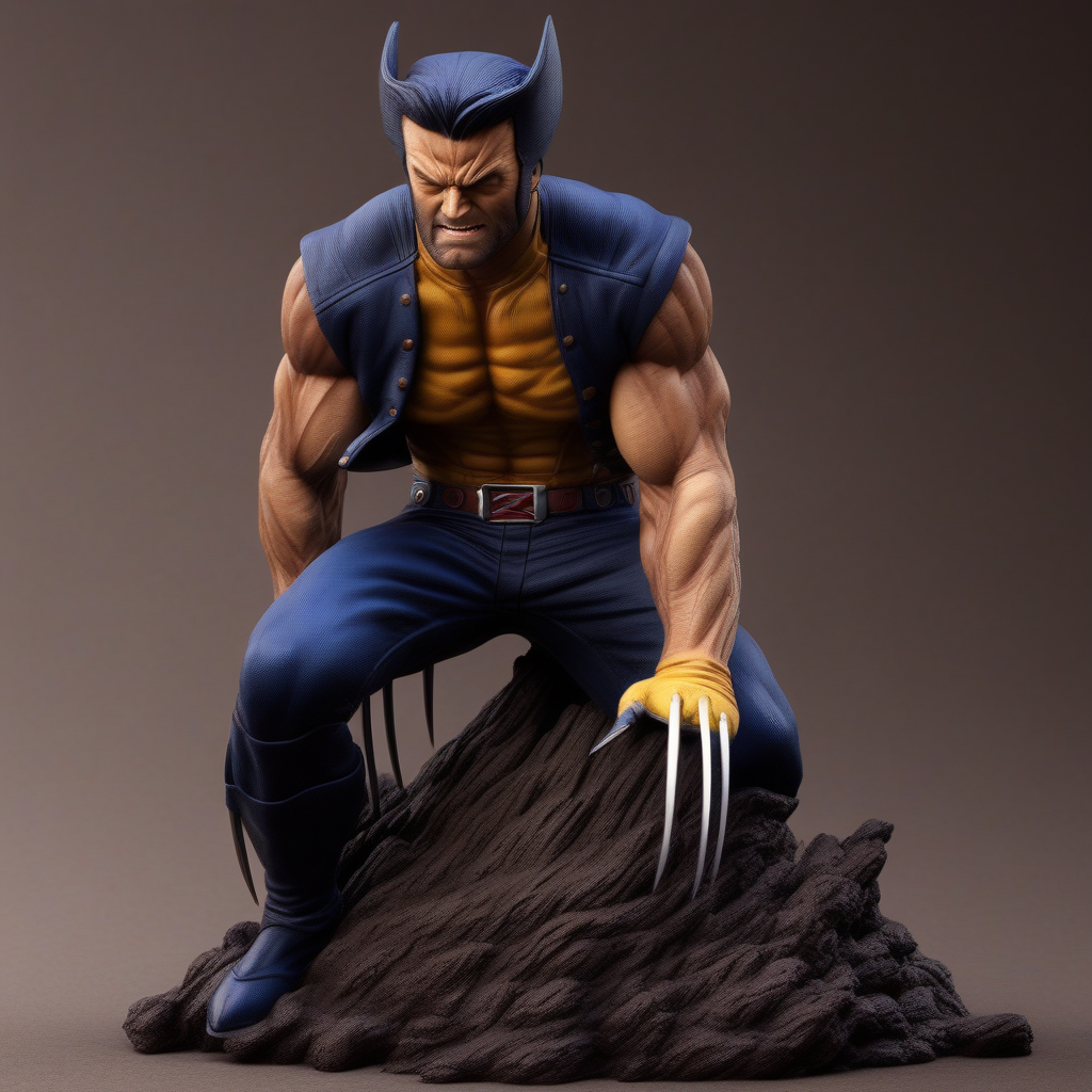 Xbustx , 1figure of Wolverine by X-Men, In Forest , Diminute, toy, ultrarealist,  high definition, 35mm, detailed face, detailed background, 8k,