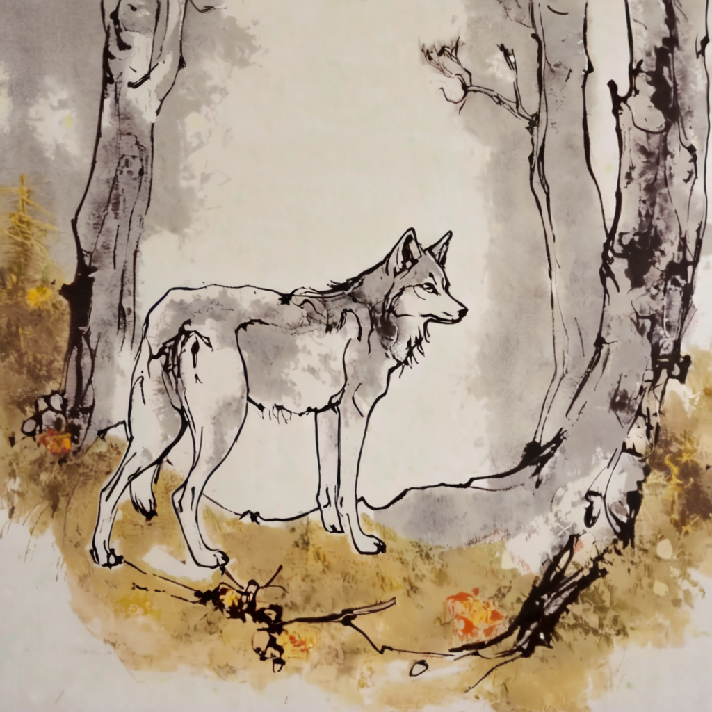 bdufour2 wolf in the forest <lora:bdufour2:1>