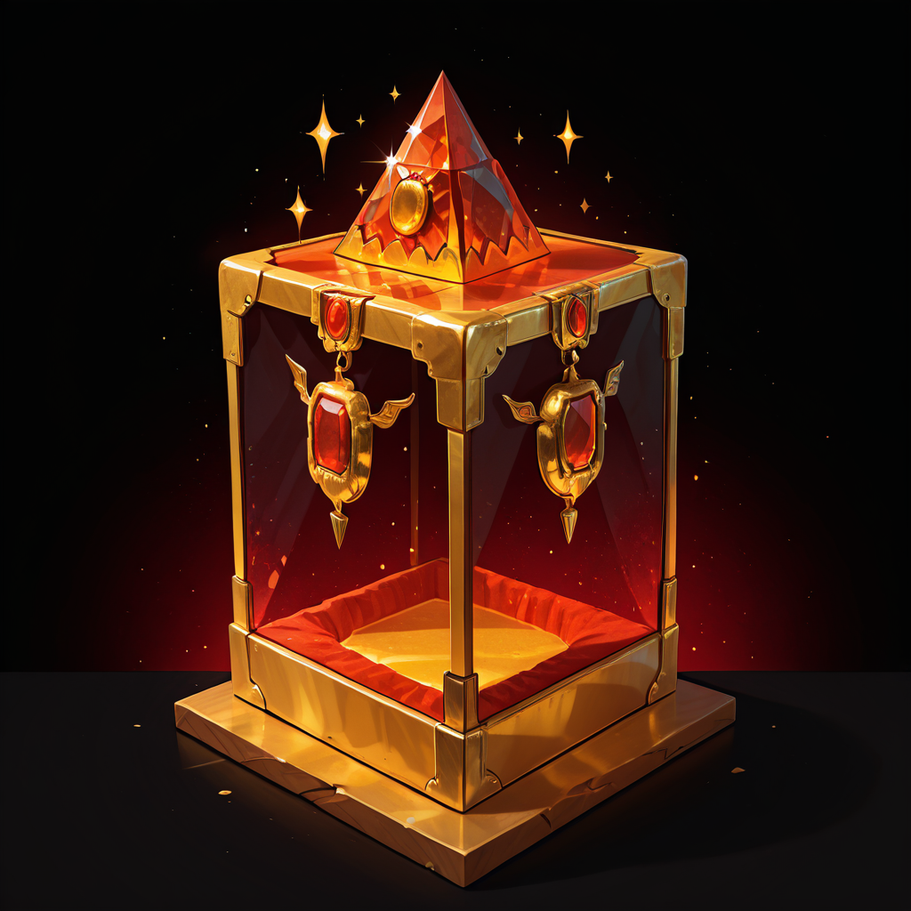 masterpiece, best quality,   zz3gypt, glowing, black background, gem, red background, crystal, cube,  ,<lora:EgyptianIconsIXL_v1:1.0>,
