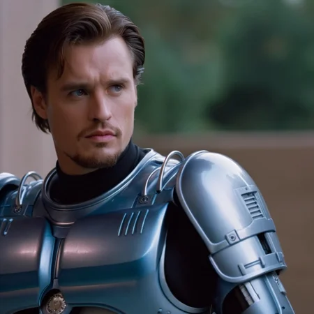 cinematic film still of  <lora:RoboCop 1987:1.2>
RoboCop 1987 a handsome man with beautiful eyes and a blue shirt and a black and white shirt and cool hair cut looking at something, shallow depth of field, vignette, highly detailed, high budget, bokeh, cinemascope, moody, epic, gorgeous, film grain, grainy