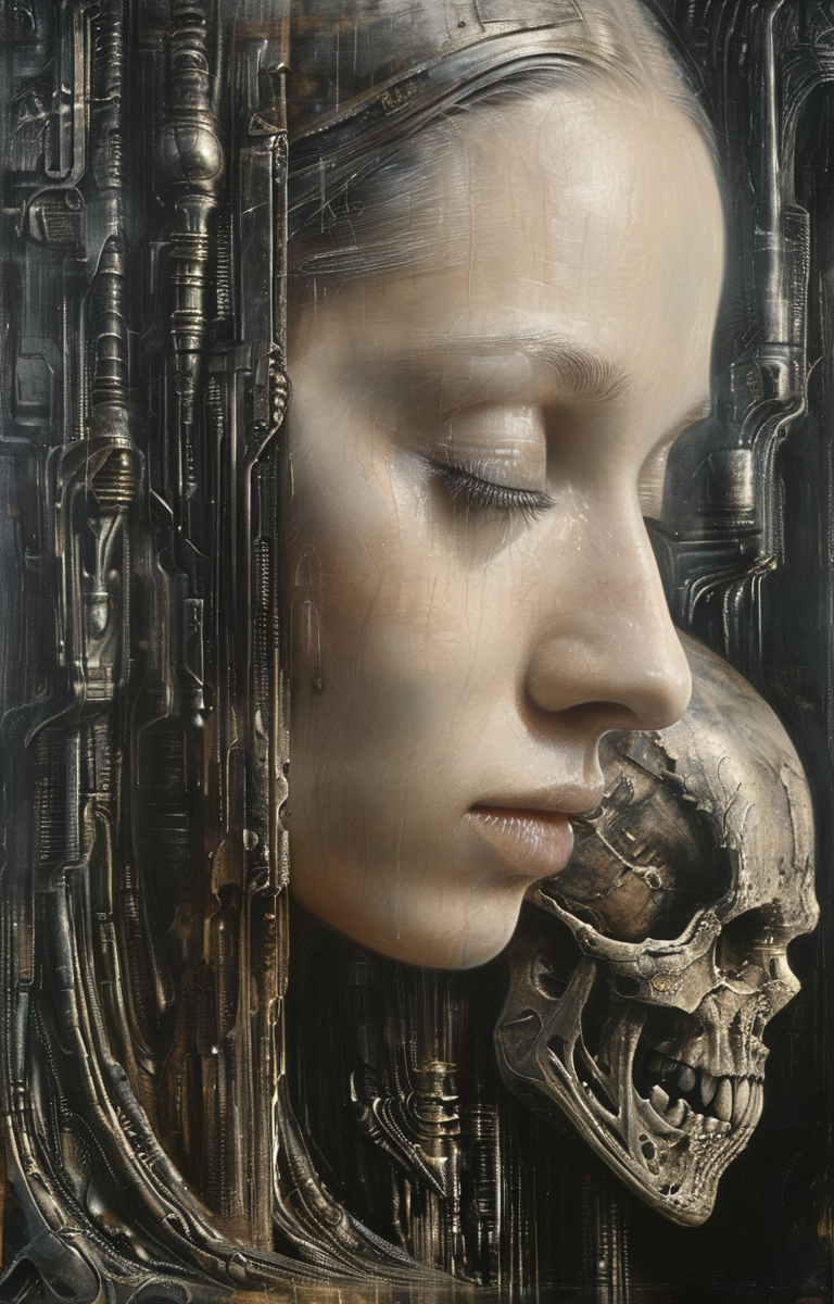 masterpiece,best quality,<lora:tbh295-sdxl:0.9>,illustration,style of H. R. Giger decaying peonies