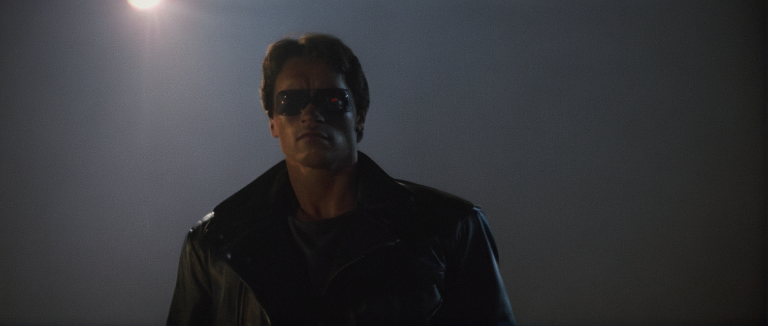 cinematic film still of  <lora:Terminator style:0.8>
In the 1980's Terminator a man with a black face and black eye,solo,black hair,1boy,jacket,male focus,black jacket,sunlight,portrait,realistic,leather,sad,leather jacket , horror themed, dark themed, low key light, dramatic light, dramatic shadow light, contrast, cinematic color, cinematic look, filmic, realistic, realism, perfection, perfect, Kodak, Kodak film, movie still, Terminator style, The Terminator 1984 Film style, shallow depth of field, vignette, highly detailed, high budget, bokeh, cinemascope, moody, epic, gorgeous, film grain, grainy