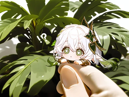 nahida (genshin impact),artist:zhibuji_loom,!?, 1girl, chibi,in palm, mini person, minigirl, o o, out of frame,solo focus, best quality, amazing quality, very aesthetic, absurdres, anime, star, best quality, very aesthetic, absurdres, top-heavy, mini body, Palm center villain
score_9,score_8_up,score_7_up,score_6_up,source_anime, <lora:MeMaXL_V3:1>, <lora:add-detail-xl:1>, <lora:naipV3:1>,