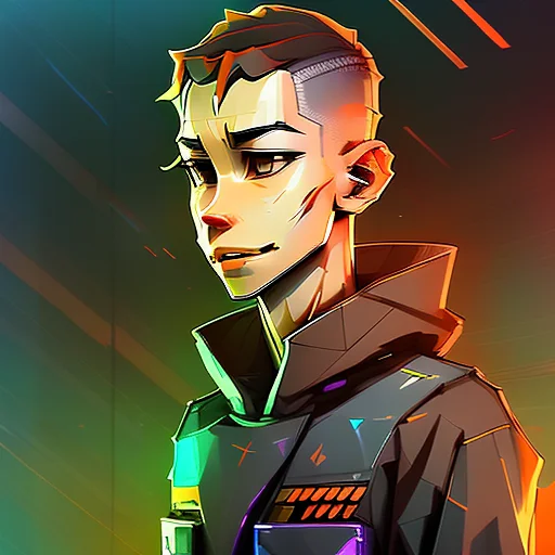 Lovecraftian full body portrait of a hunky, slight, Happy lieutenant woman, Magnificent, expressionless, with brown undercut wearing beanie , digital art, trending on artstation, highly detailed, fine detail, intricate, outrun, vaporware