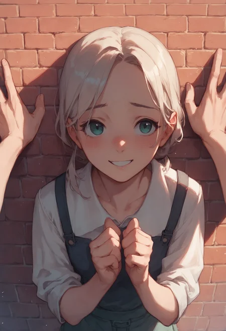 score_9, score_8_up, score_7_up, kabedon pov, 1girl, brick wall, shy smile
<lora:kabedon_pony_2:0.8>