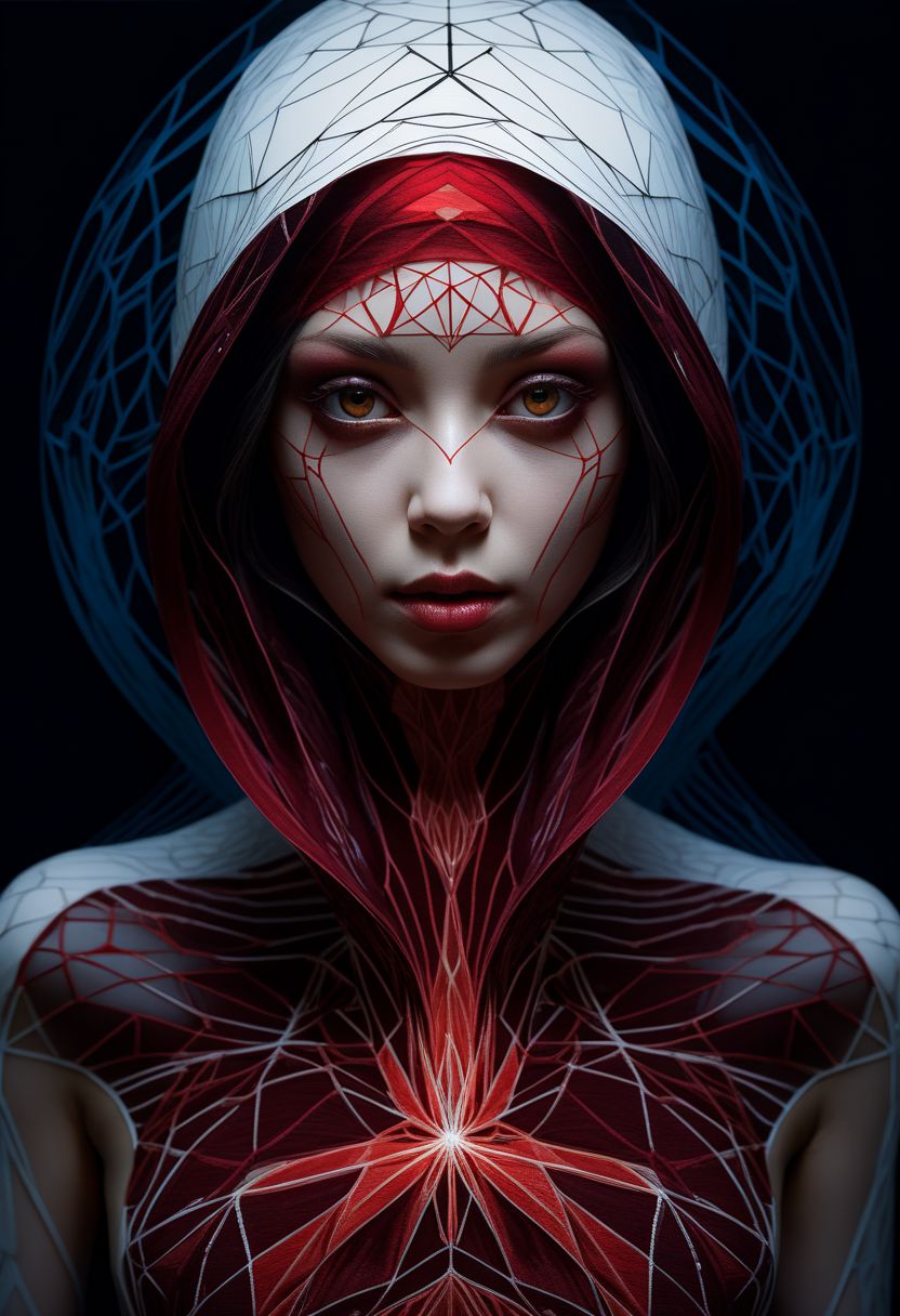 mysterious face, an exotic girl in artsy clothing, fading backlit background, (deep sea fading white to deep red layered papercut in background), alluring goddess, by Minjae Lee, Carne Griffiths, Emily Kell, Steve McCurry, Geoffroy Thoorens, Aaron Horkey, Jordan Grimmer, Greg Rutkowski, amazing depth, double exposure, surreal, geometric patterns, intricately detailed, bokeh,  perfect balanced, deep fine borders, artistic photorealism , smooth,  great masterwork by Suiras  <lora:add-detail-xl:2>  <lora:Double_Exposure:0.5>