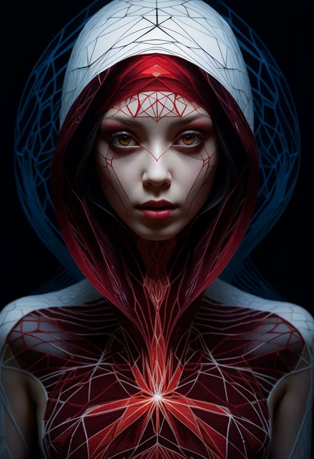 mysterious face, an exotic girl in artsy clothing, fading backlit background, (deep sea fading white to deep red layered papercut in background), alluring goddess, by Minjae Lee, Carne Griffiths, Emily Kell, Steve McCurry, Geoffroy Thoorens, Aaron Horkey, Jordan Grimmer, Greg Rutkowski, amazing depth, double exposure, surreal, geometric patterns, intricately detailed, bokeh, perfect balanced, deep fine borders, artistic photorealism , smooth, great masterwork by Suiras <lora:add-detail-xl:2> <lora:Double_Exposure:0.5>