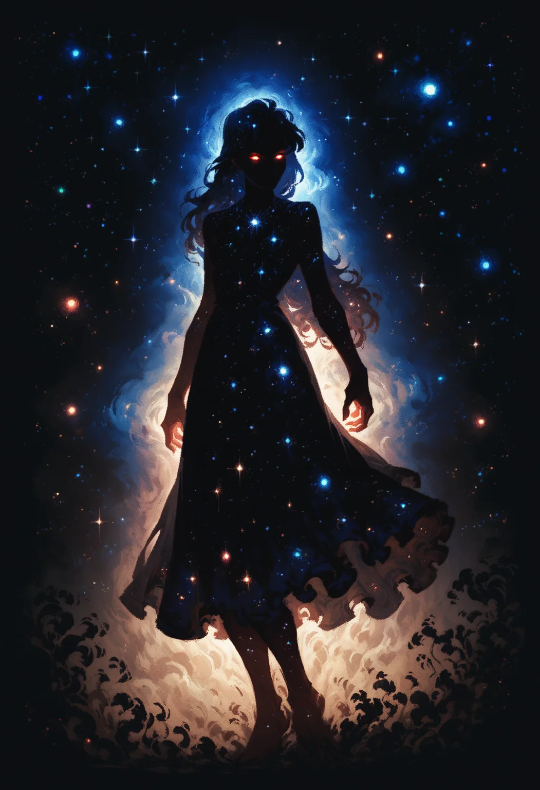 (score_9_up, score_8_up:1.2), score_7_up, high spren, 1girl, glowing eyes, silhouette, long hair, dress, galaxy, space, neon, volumetric lighting, <lora:High_Spren-000006:0.6>, <lora:xl_more_art-full_v1:0.4>, <lora:MJ52:0.4>, <lora:RMSDXL_Enhance:2>, <lora:RMSDXL_Creative:1>, <lora:great_lighting:4>