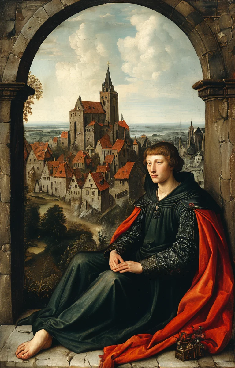 masterpiece,best quality,<lora:tbh185-sdxl:0.8>,illustration,style of ambrosius benson, Nazgul over sleeping town