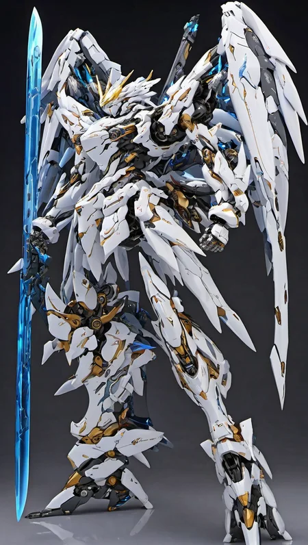 mecha robot, no humans,mecha armor,full armor, (grey silver color scheme:1.2),glowing blue eyes, city ,(full body:1.2),clenched hand,mecha musume, mechanical parts, robot joints,(huge shield:1.2),best quality, masterpiece, highly detailed, ultra-detailed,(dynamic pose:1.5),(powerful stance:1.3),(Detailed eye description:1.2),(huge mechanical weapon:1.3),(detailed armor description:1.2),(detailed shield description:1.2),(detailed weapon description:1.2),(huge mechanical gun:1.2),(holding gun sword weapon :1.3),(Mechanical Dragon:1.2),(more dragon:1.2)<lora:srdxl_v07ux2:0.8>