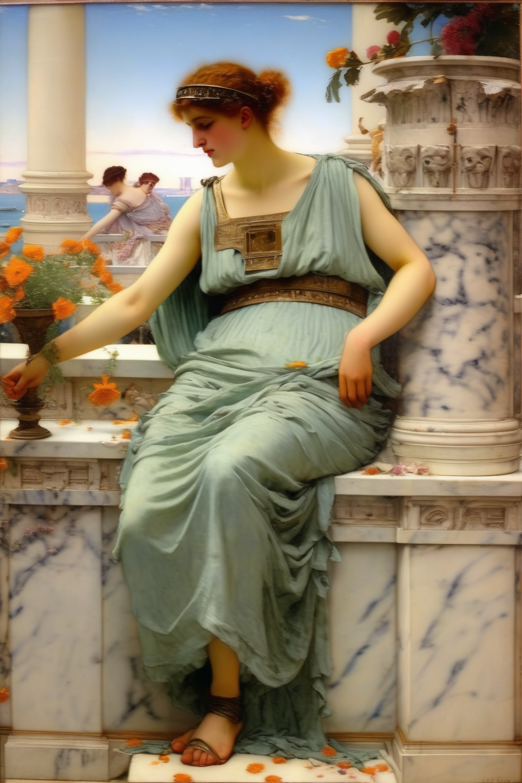 <lora:Lawrence Alma Tadema Style:1>Lawrence Alma Tadema Style - painting in the style of the English artist Lawrence Alma-Tadema