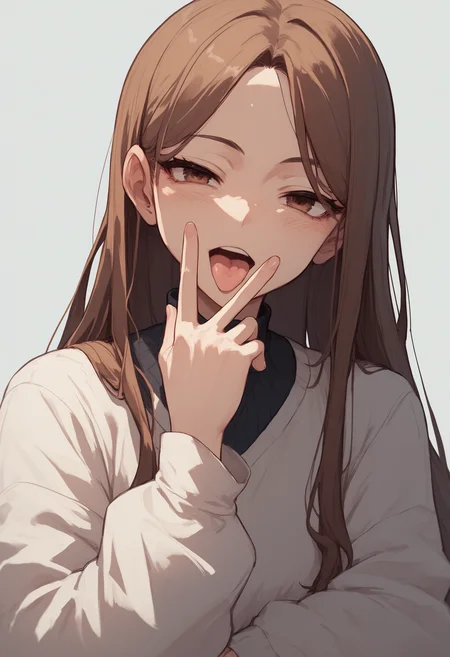 score_9, score_8_up, score_7_up, score_6_up, source_anime,
1girl, long hair, brown hair, looking at viewer,
cunnilingus gesture,
<lora:cunnilingus_gesture_v0.1-pony:1>