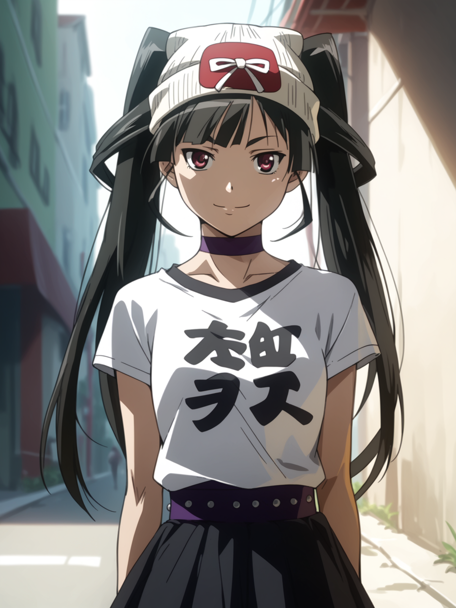 <lora:happy_tentacle-sakon-v0.1-000010:0.9>, ht_sakon, choker, outdoors, punk, skirt, shirt, baggy clothes, beanie , hair ornament , , smile, cowboy shot, 1girl, (petite:1.2), solo focus, (looking at viewer:1.1), backlighting, (depth of field:0.8), , [(realistic, photorealistic:1.2):(realistic:1.3):22], [(3d:1.2)::10], <lora:LUUNA's Lunas-NijiJourney-SDXL-B2:0.5>, nijijourney, <lora:prgfrg23's Counterfeit-V3.0 Style SDXL_LoRA_Pony Diffusion V6 XL:0.3> <lora:Shed_The_Skin's StS_age_slider_v1_initial_release:-1>, score_9, score_8_up, score_7_up, score_6_up, score_5_up, score_4_up,