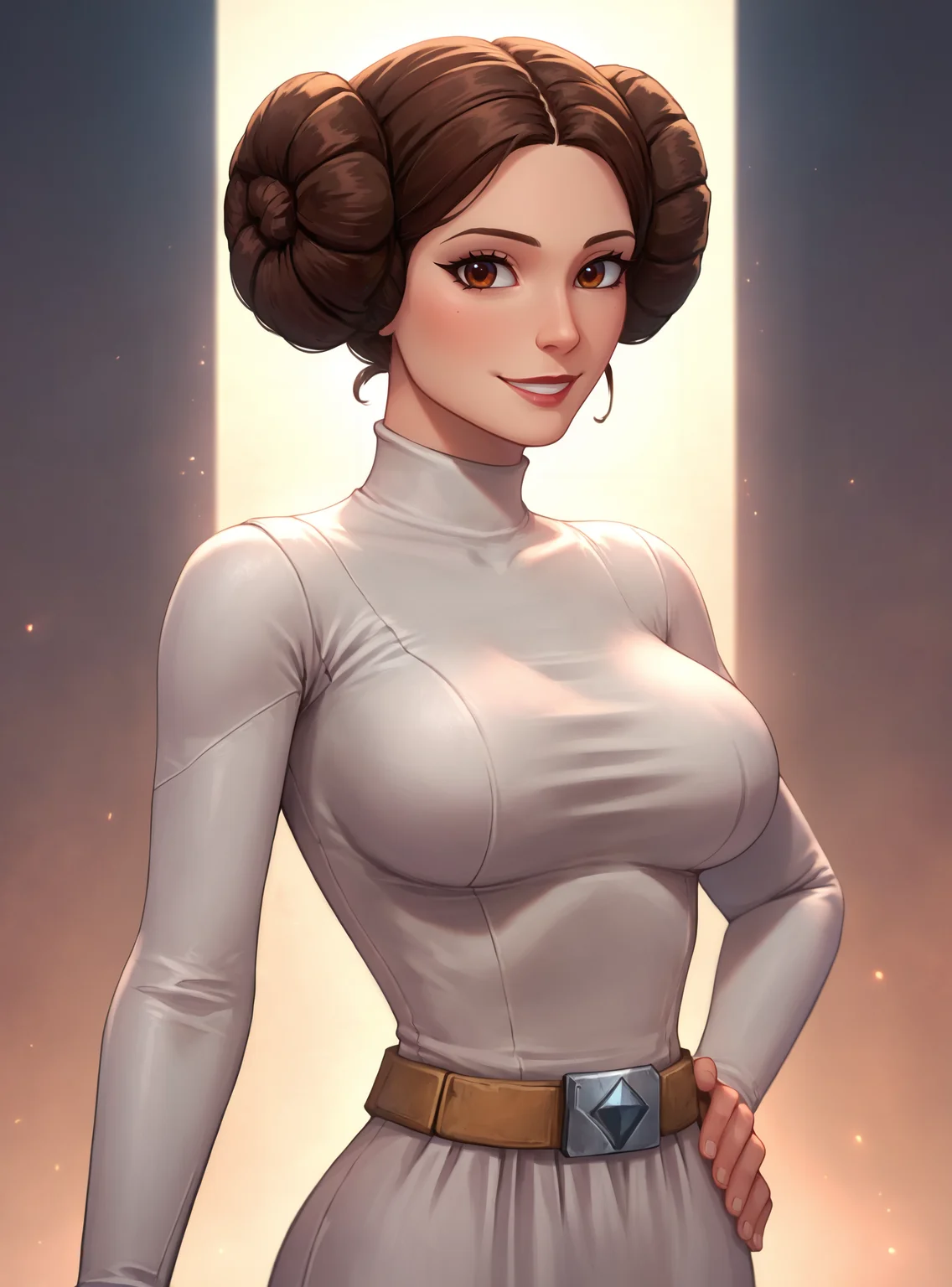 zPDXL2, source_anime,
leiaxl, 1girl, solo,looking at viewer, large breasts, breasts, double bun, white dress,smile, belt, upper body,
<lora:leiaxl-000006:0.6> <lora:princess_xl_v2:1>