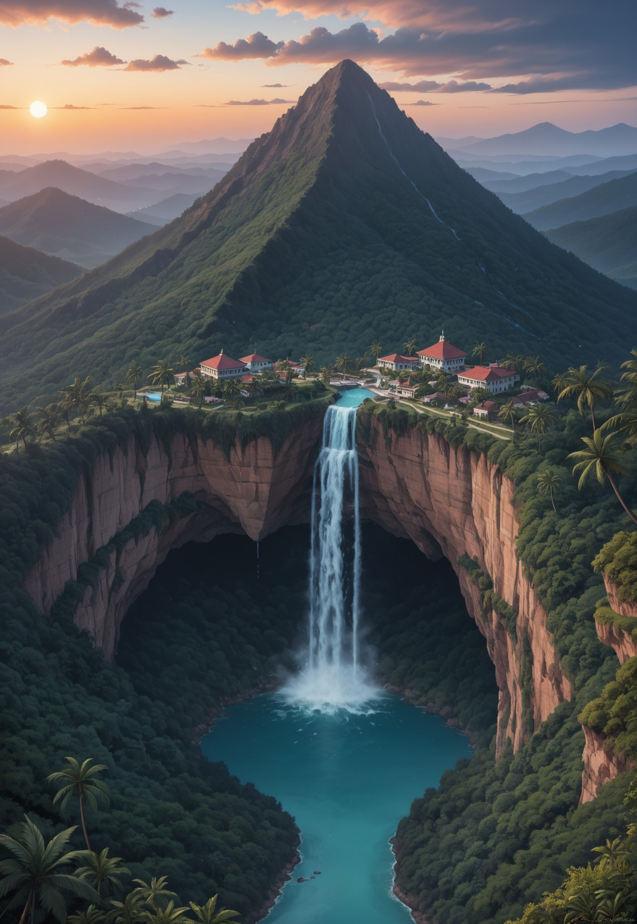 (masterpiece:1.4), (colourful, soft cinematic light:1.1), incredibly lifelike, Extremely high-resolution details, 8k, best quality, extremely detailed, contrast,
(top view), (flying separately paradise islands  fly in outer space), waterfall, floating 
separately tropical island, (oil paint, oil art,) cloud, sunset, mountains, rainbow, haze,
 (8k uhd:1,4)
(((full-clothed))),
 <lora:add-detail-xl:1>
 <lora:Dynamic Poses:1>