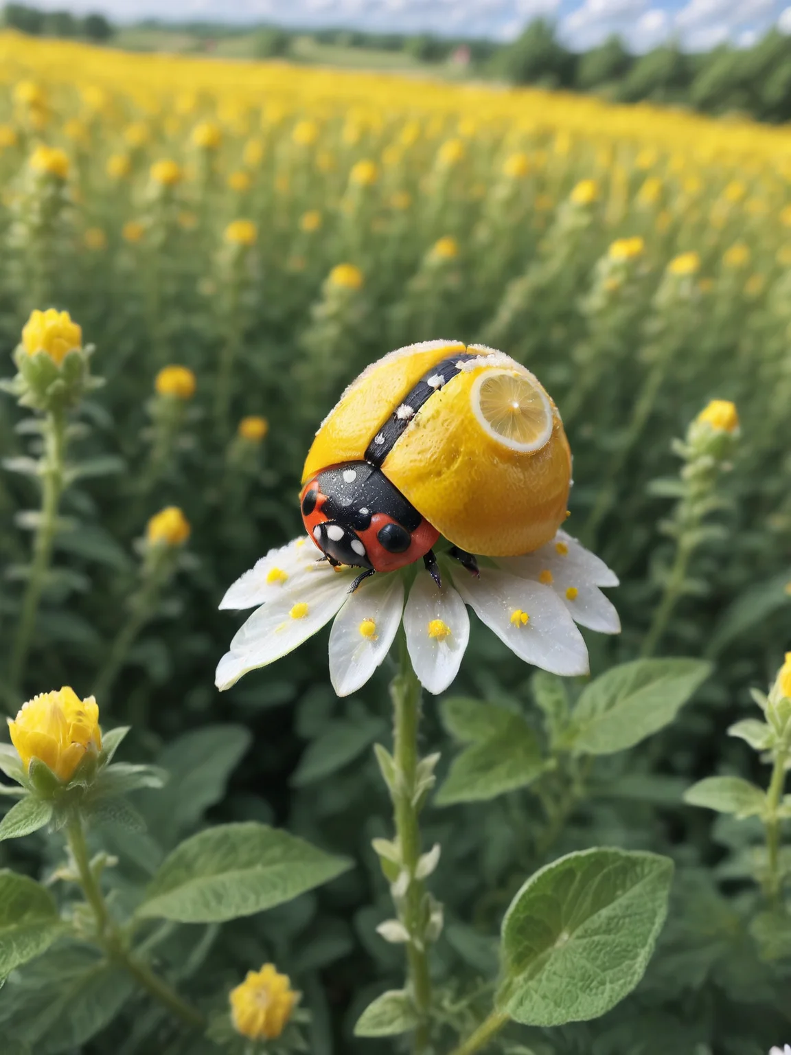 An ais-lmnsgr ladybug exploring a field of wildflowers on a summer day <lora:ais-lmnsgr-sdxl:1>