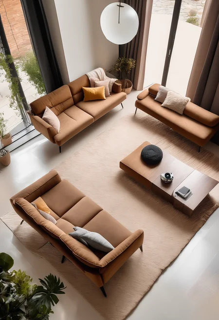 (masterpiece,best quality, ultra realistic,32k,RAW photo,detail skin, 8k uhd, dslr,high quality, film grain:1.5),
(bird-view:1.5),girlish living room, small room, Two-person sofa, Photo from directly above, plan of a house, brown sofa, white wall,
<lora:bird-view_v1:0.8>
