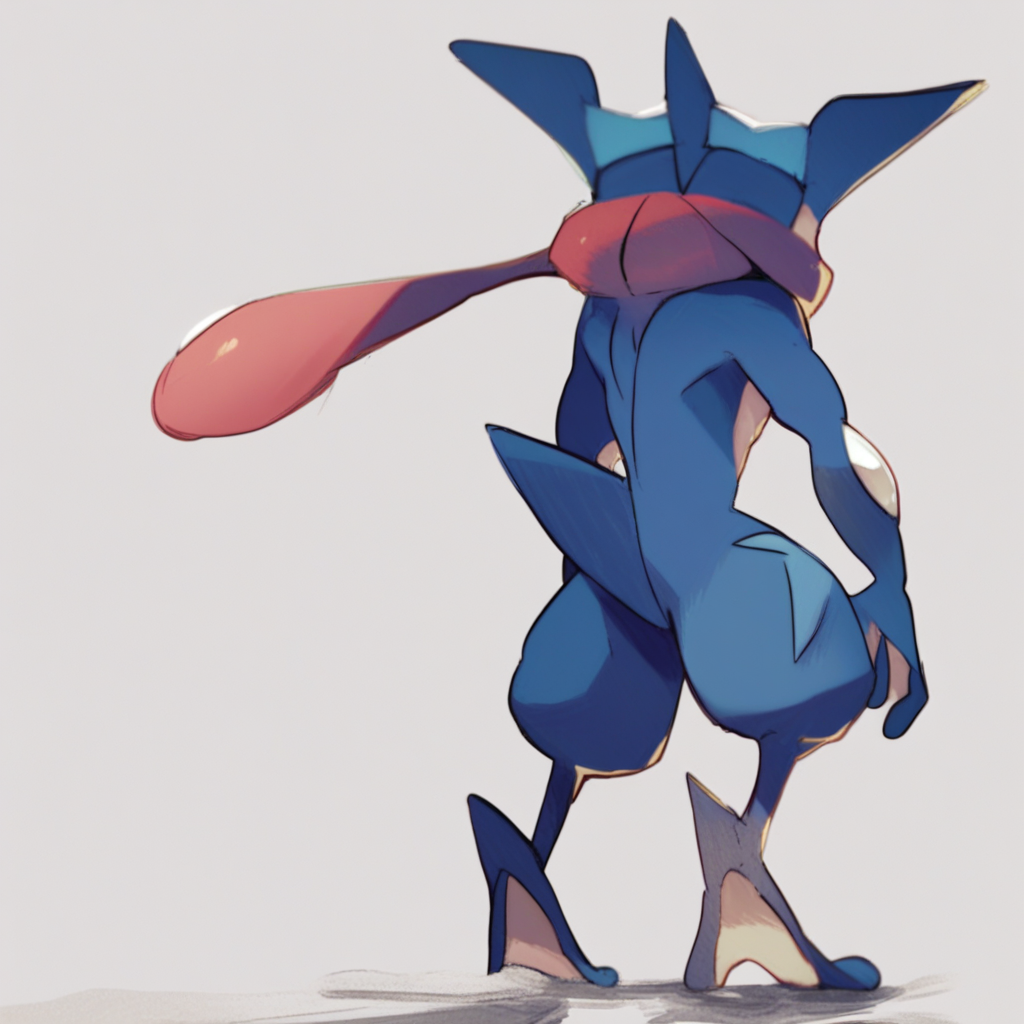 score_9, score_8_up, score_7_up, score_6_up, score_5_up, score_4_up, source_furry, pokemon (creature), greninja_default, solo, from behind, standing, full body