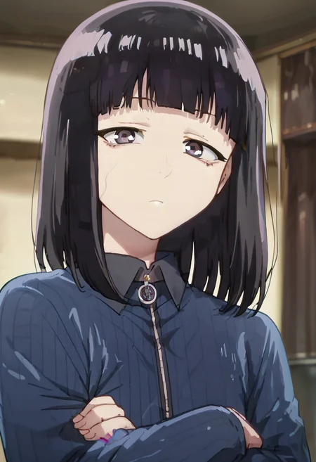score_9, score_8_up, score_7_up,source_anime, anime screencap,
<lora:Suzushiro_Hatsuka:1>, Suzushiro Hatsuka, 1 boy, femboy, black hair, dark eyes, blunt bangs, looking at viewer, solo, expressionless, upper body,